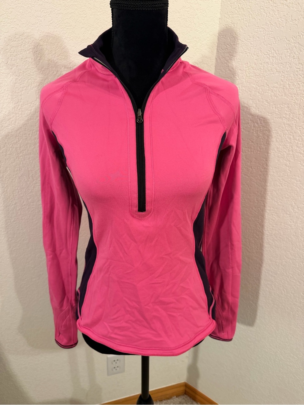 lululemon athletica Pink Long-Sleeve Half-Zip Pullover with Black Panels
